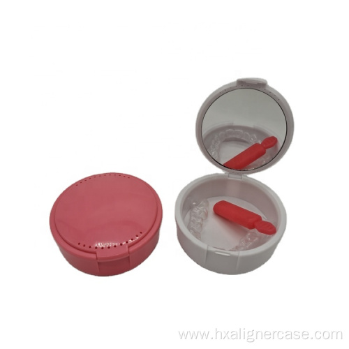 Ortho Aligner Oval Dental Retainer Box with Mirror